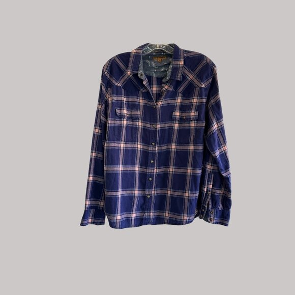 JACHS Girlfriend Vintage Plaid Button-Up Shirt With Dual Pockets Size XL - Picture 3 of 5